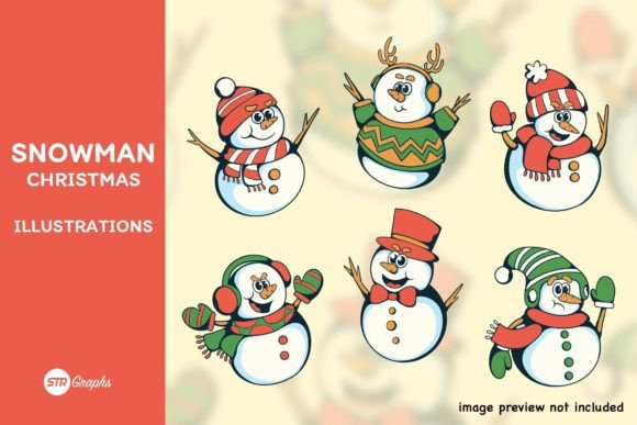 6 Snowman Christmas - Character Pack for Modern Illustrations