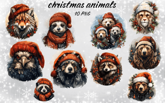 Animals Christmas Sublimation: Festive Illustrations for Local Brands