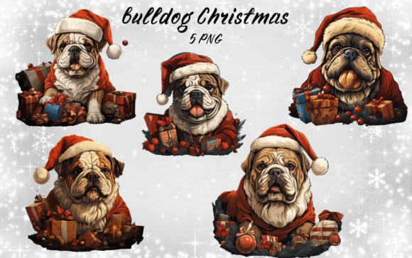 Bulldog Christmas Clipart: Festive Illustrations for Local Brands
