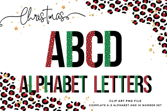 Christmas Alphabet Leopard Letters PNG for Modern Illustrations
