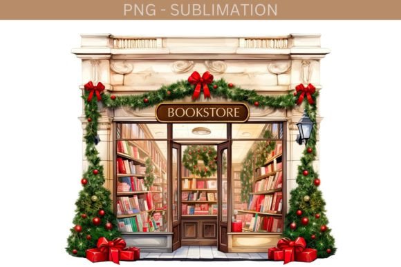 Christmas Bookstore - Book Illustration for Sellable Designs
