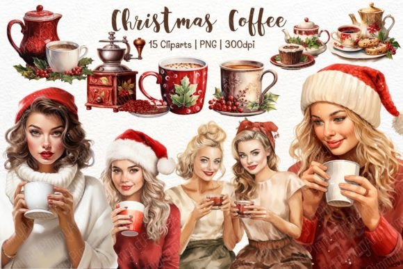 Christmas Coffee Watercolor Sublimation for Illustrations