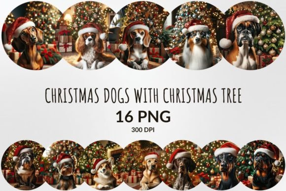 Christmas Dogs with Christmas Tree: A Designer's Review of Seasonal Illustrations