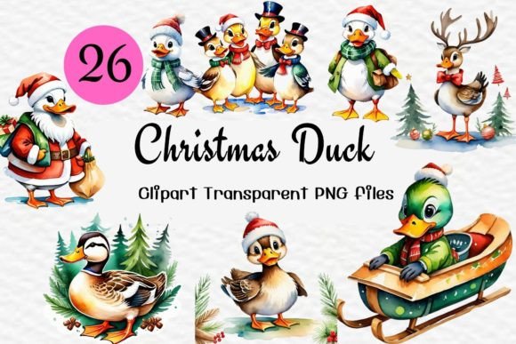 Christmas Duck Watercolor Sublimation: Fresh Illustrations for Holiday Content