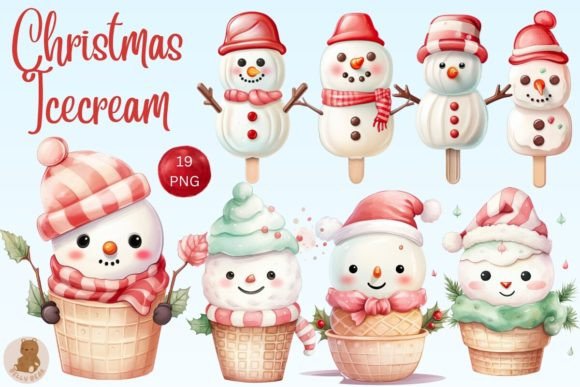 Christmas Icecream Clipart for Modern Illustrations