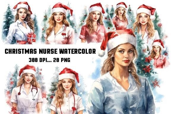 Christmas Nurse Watercolor Clipart Review