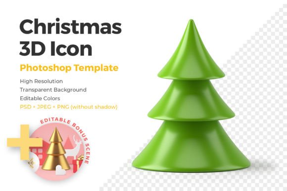 Christmas Tree 3D Icon for Modern Illustrations