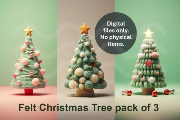 Christmas Tree Set Felt Trees Felt Toy: A Review of Seasonal Illustrations