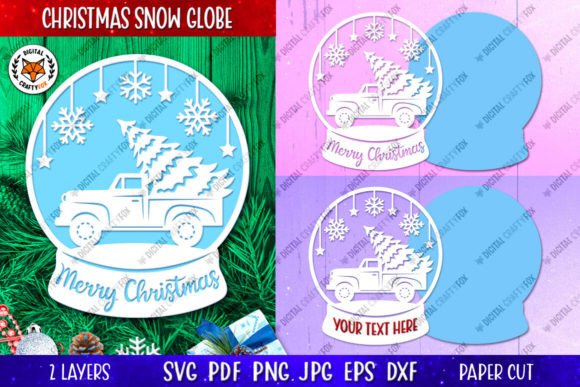Christmas Truck Snow Globe Ornament SVG for Modern Illustrations