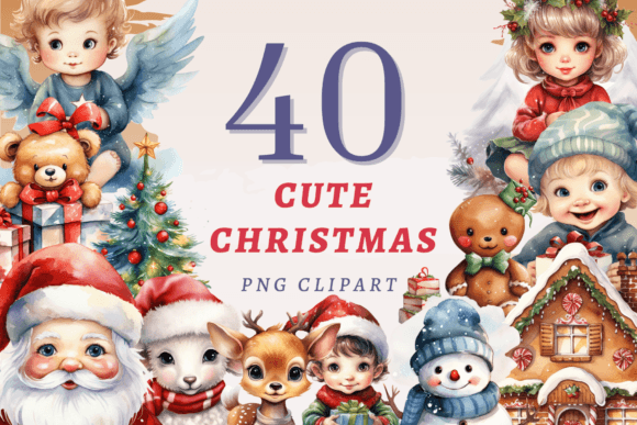 Cute Christmas PNG Bundle: Festive Illustrations for Branding