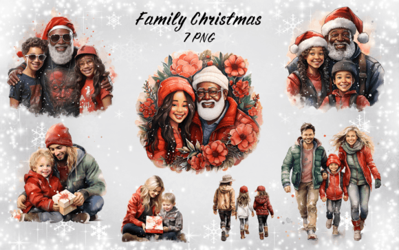 Family Christmas Clipart: Festive Illustrations for Local Brands