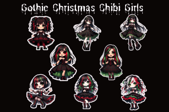 Gothic Chibi Christmas Chibi Girls: Festive Illustrations for Crafters