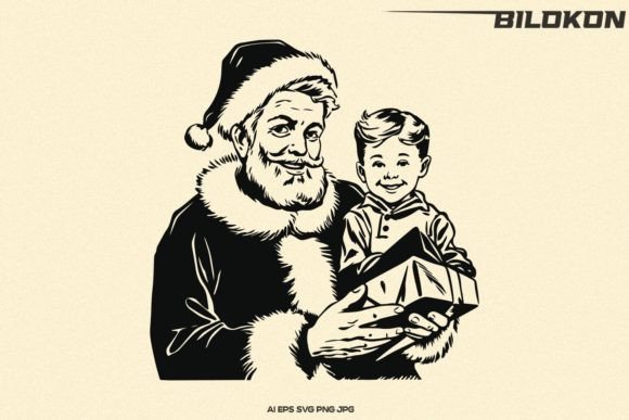 Santa Claus and Little Boy Christmas SVG Review for Illustrations