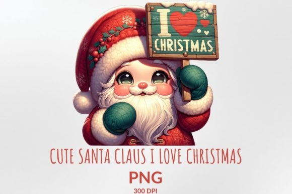 Santa Claus I Love Christmas Sublimation for Illustrations