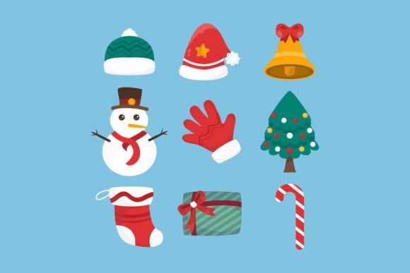 Vector Flat Christmas Element Collection for Modern Illustrations