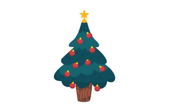 Vector Hand Drawn Christmas Tree for Modern Illustrations