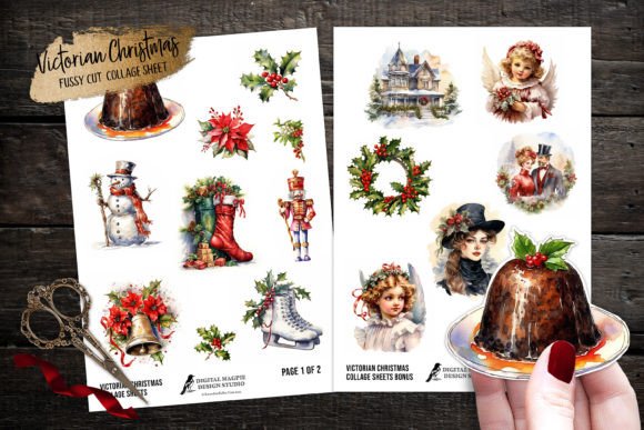 Victorian Christmas Fussy Cut Collages for Illustrations