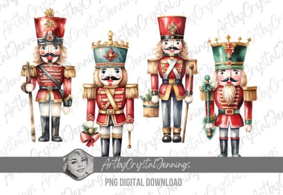 Watercolor Christmas Nutcracker Clipart for Seasonal Illustrations