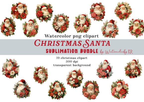 Watercolor Christmas Santa Floral Bundle Review
