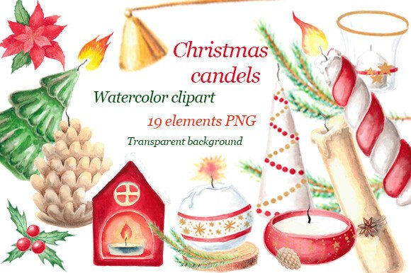 Watercolor Clipart Christmas Candles PNG Review