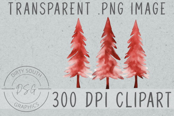 Watercolor Red Rustic Christmas Trees: A Designer's Review of These Illustrations